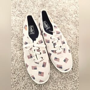 Keds White Canvas American Flag Sneakers Patriotic July 4th | size 8.5